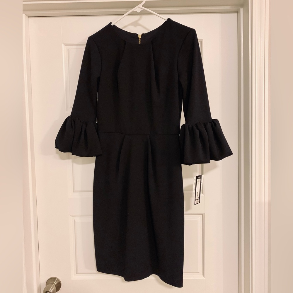 Black Dress with Bell Sleeves - Work Dress - Size 4